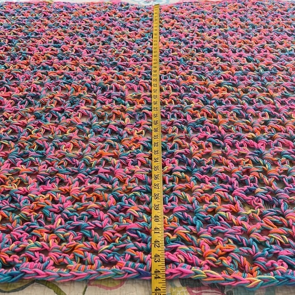 Colorful Open Stitch Crocheted Throw Blanket - Picture 6 of 7